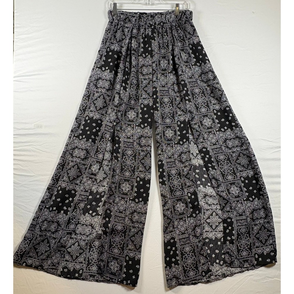 Ryan Burches Black White Bandana Patchwork Wide Leg Palazzo Pants Medium